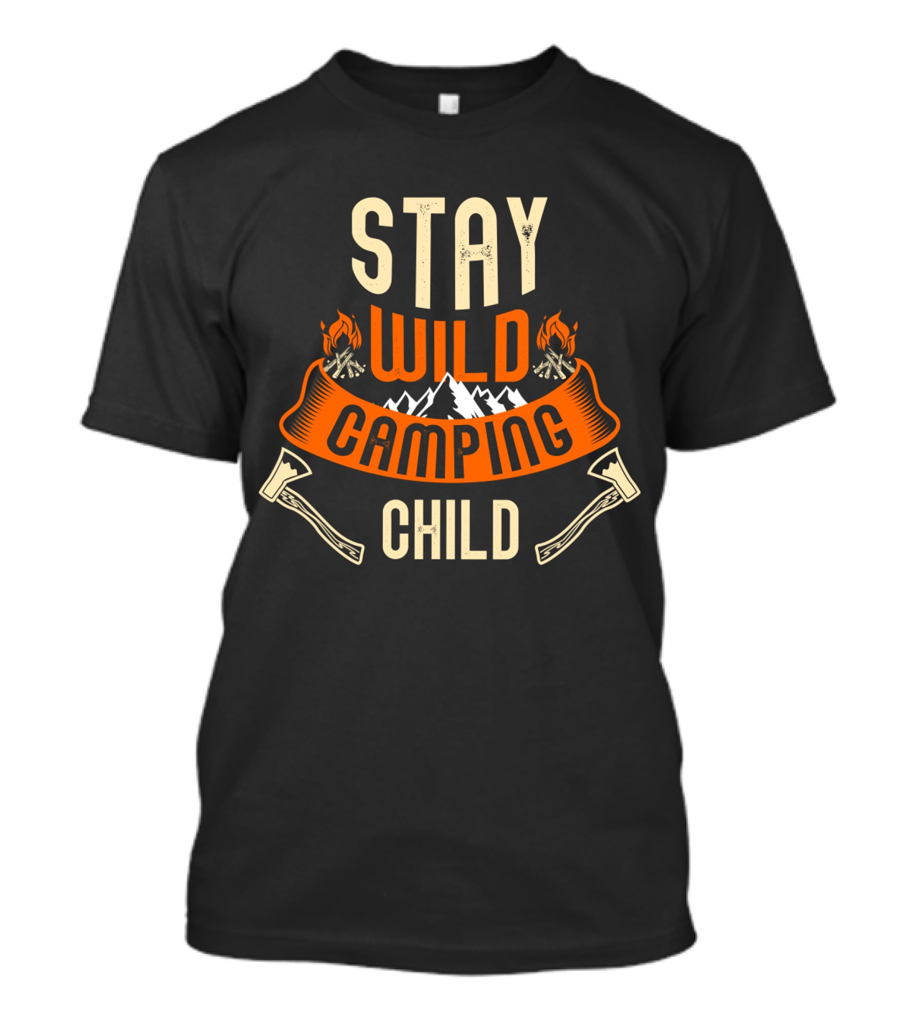 Stay Wild Camping Child Campfire Adventure Mountains Axes T-Shirt