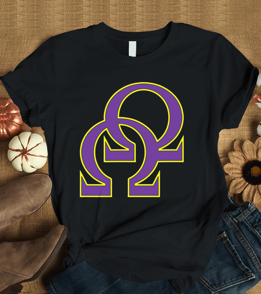 Que Double Omega Purple Gold Psi Phi Greek Fraternity T-Shirt