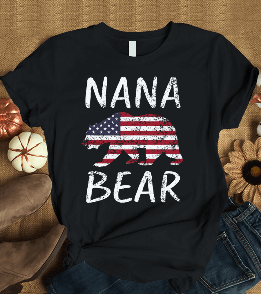 Nana Bear American Flag 4th of July Patriotic Matching T-Shirt