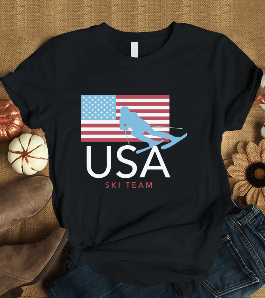 USA Ski Team American Flag Winter Sports Games Skier T-Shirt