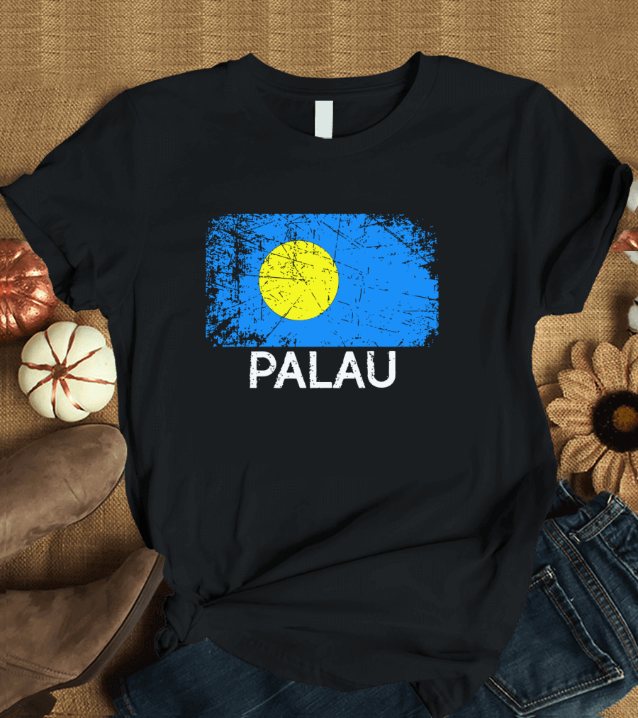 Vintage Palauan Flag Graphic Palau T-Shirt