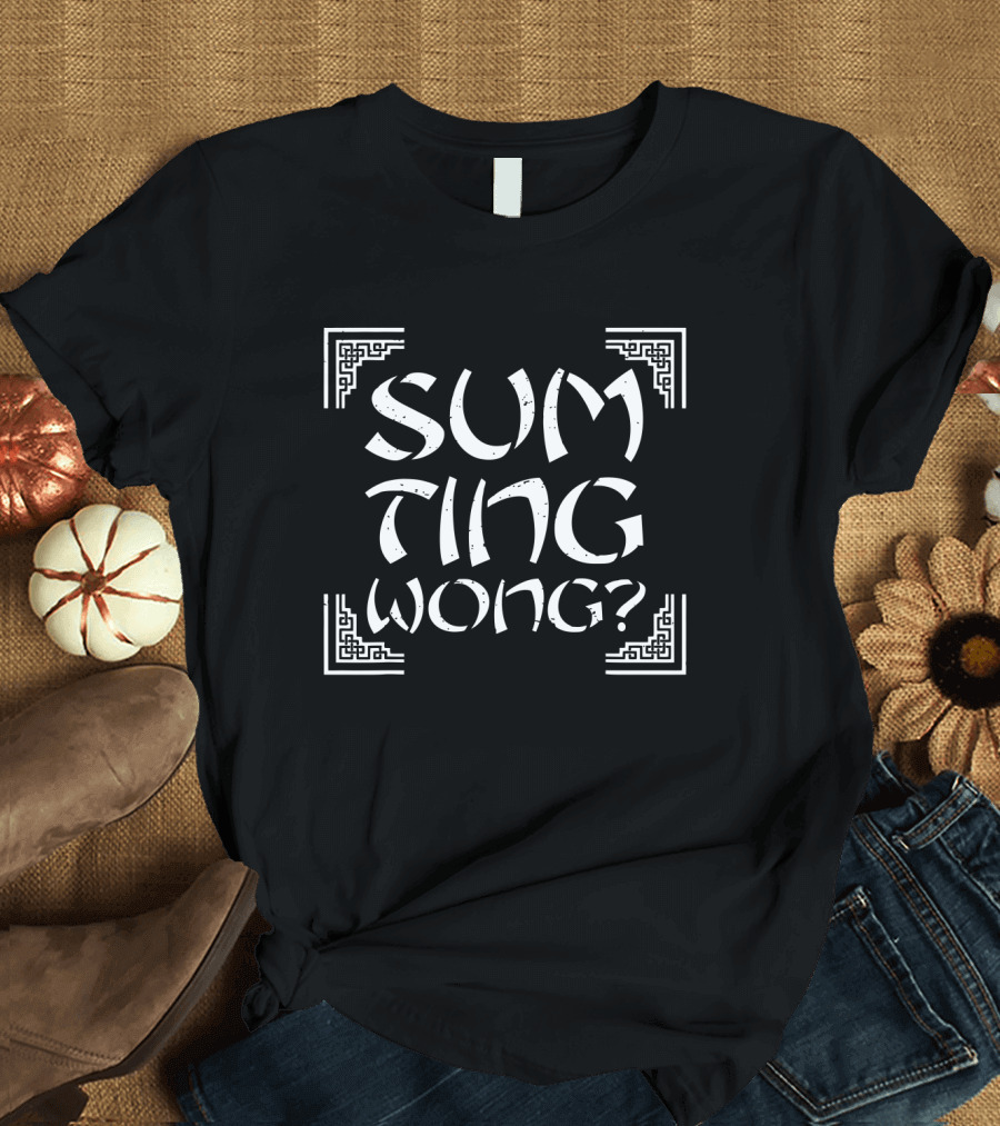 SUM TING WONG Asian-Inspired Text with Decorative Border T-Shirt