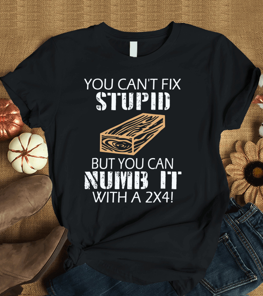 You Can't Fix Stupid But You Can Numb It With a 2x4 Bold Woodblock T-Shirt