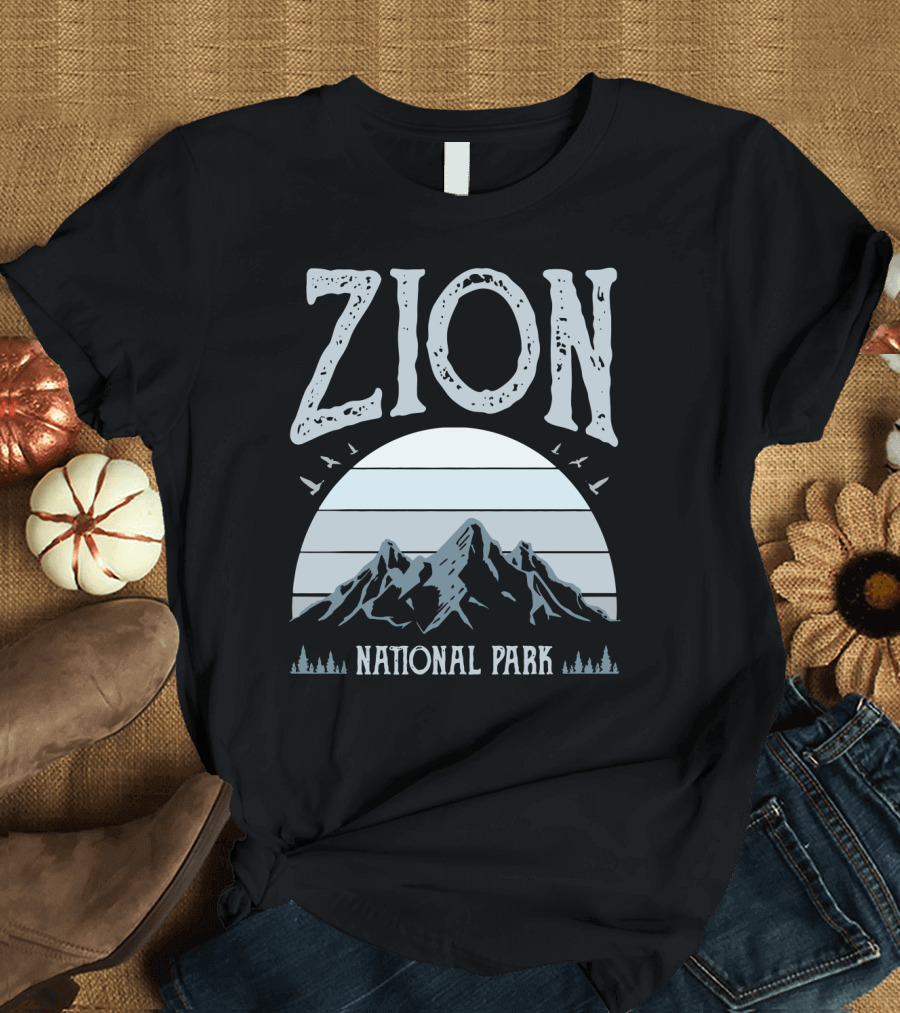 Zion National Park Mountains with Sun and Birds T-Shirt