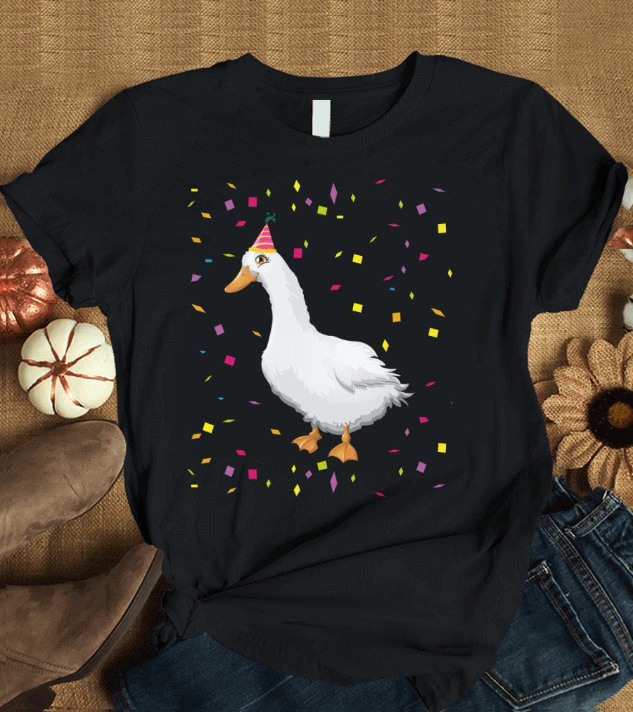 Funny Duck Birthday Party Hat Confetti T-Shirt