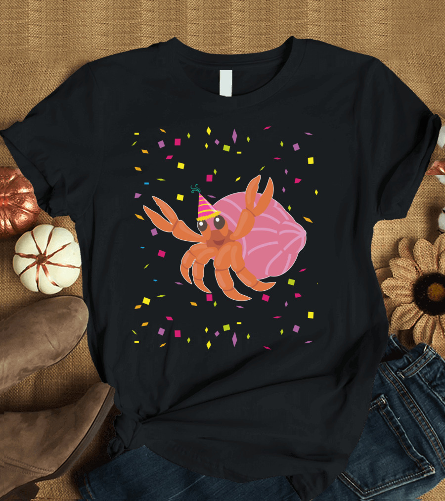 Funny Hermit Crab Birthday Party Hat Confetti T-Shirt