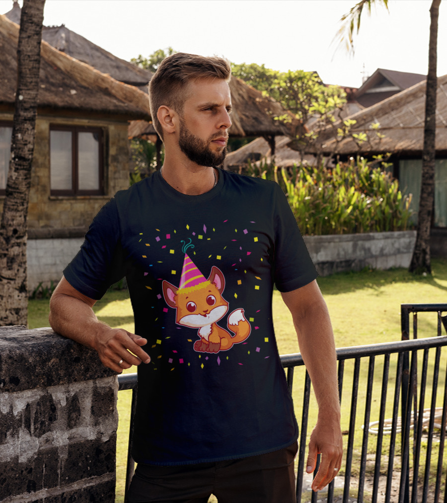 Funny Fox Birthday Confetti T-Shirt