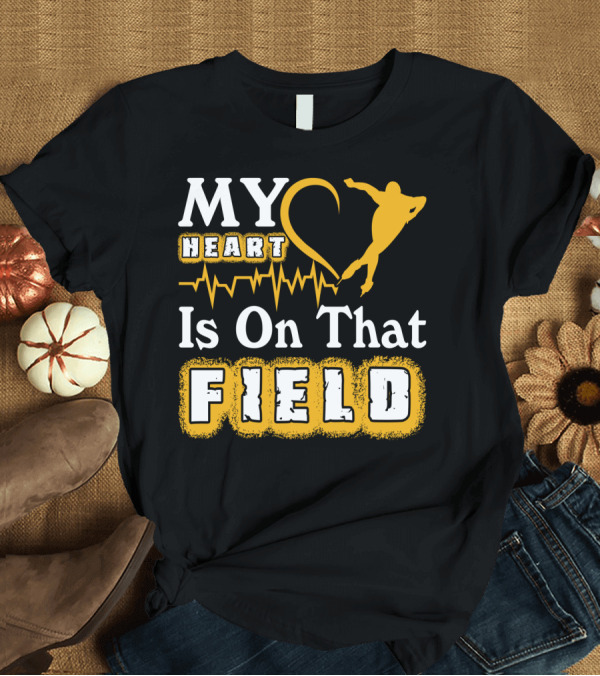 T-Shirt: My Heart Is On That Field Skating with Skater and Heartbeat T-Shirt My Heart Is On That Field Skating with Skater and Heartbeat T-Shirt