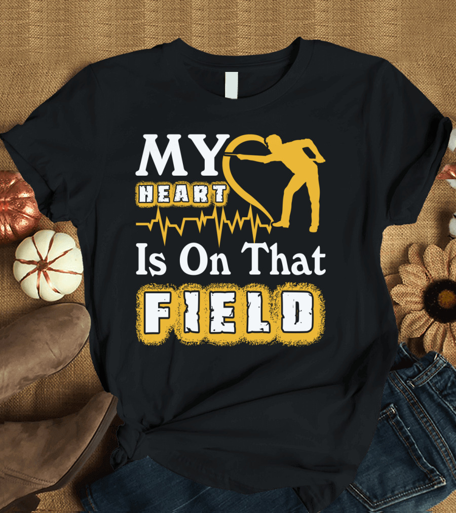 My Heart Is On That Field Billiards Player Heartbeat T-Shirt