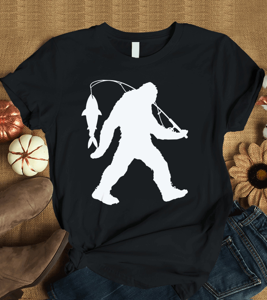 Bigfoot Fishing with Catching Fisherman T-Shirt