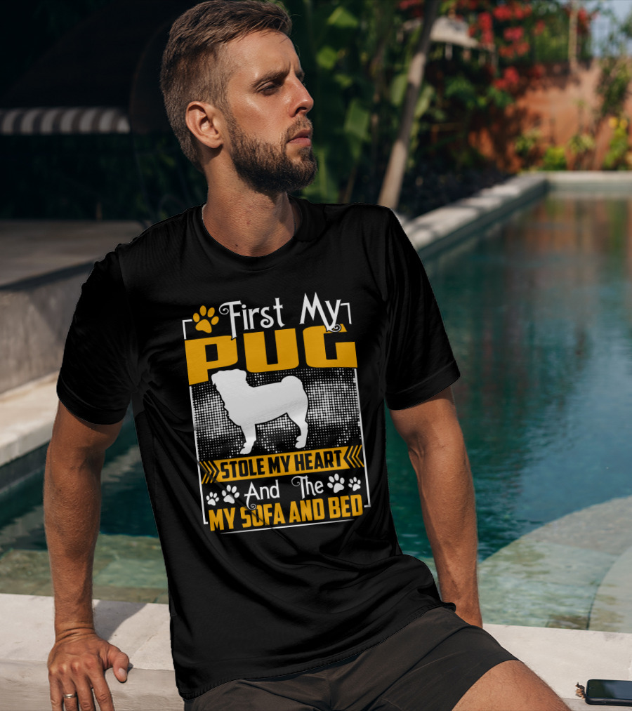 First My Pug Stole My Heart And Then My Sofa And Bed T-Shirt