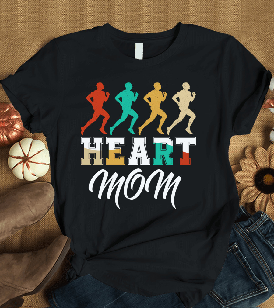 HEART MOM Running Retro T-Shirt