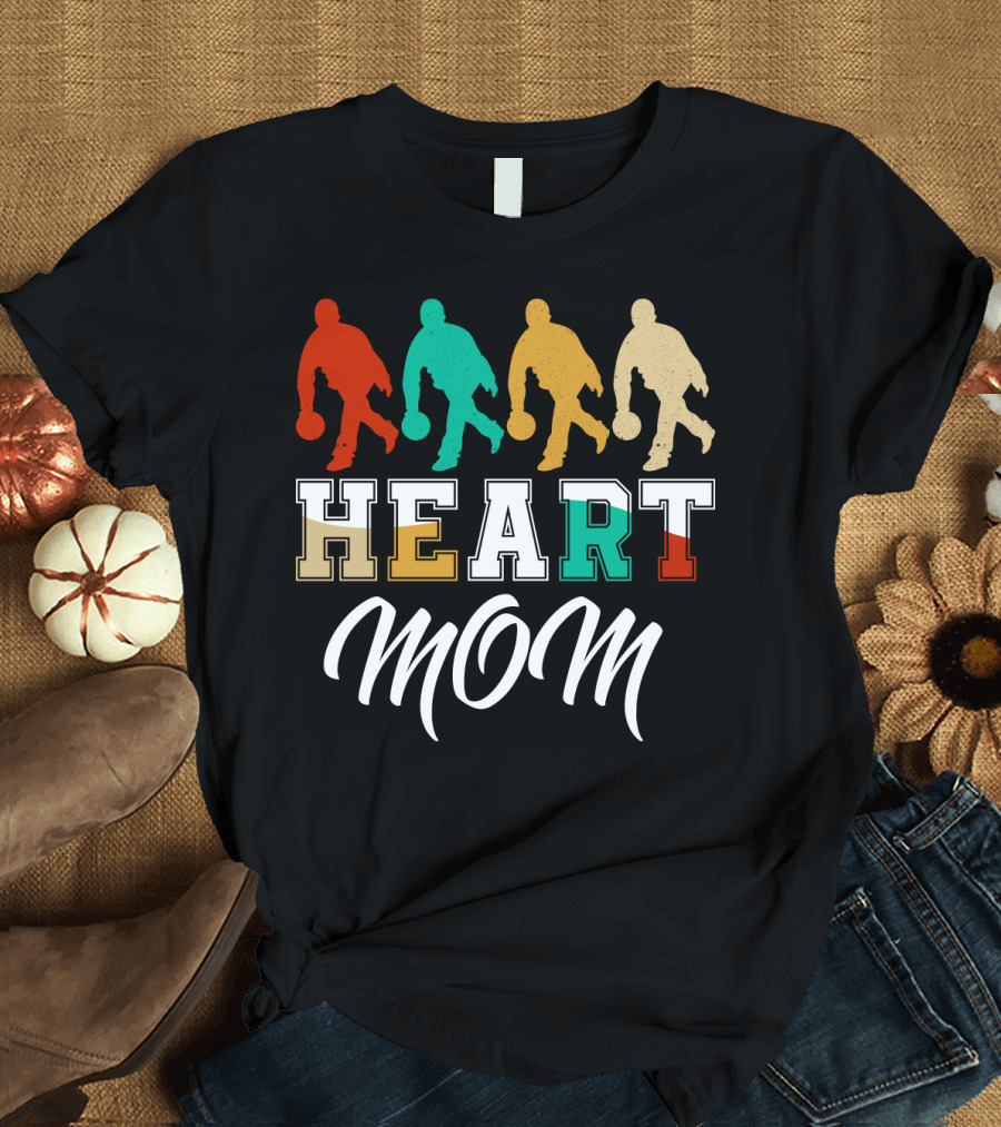 Bowling Heart Mom Retro T-Shirt