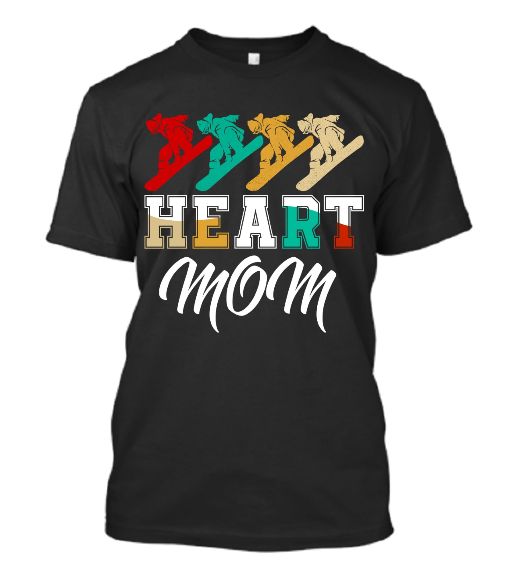 Snowboarding Heart Mom Multicolor Boarders T-Shirt