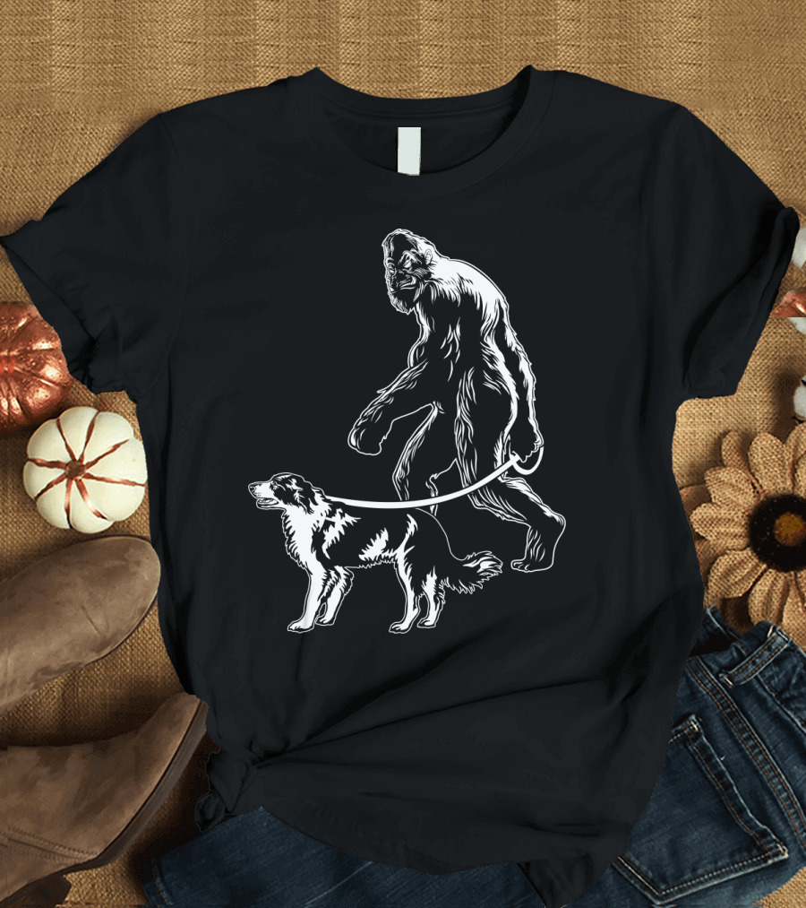 Bigfoot Walking Border Collie T-Shirt