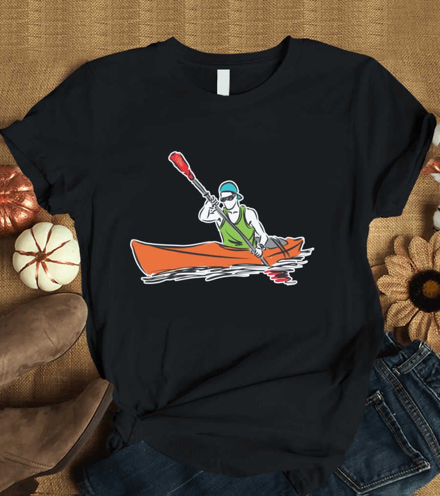 Grönland Kajak Paddel Sportler Line Zeichnen T-Shirt