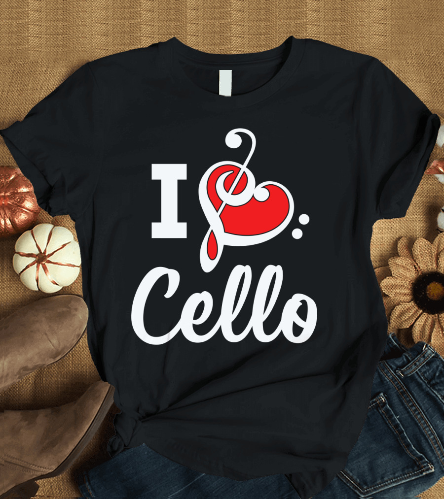 I Love Cello Treble Clef Heart T-Shirt