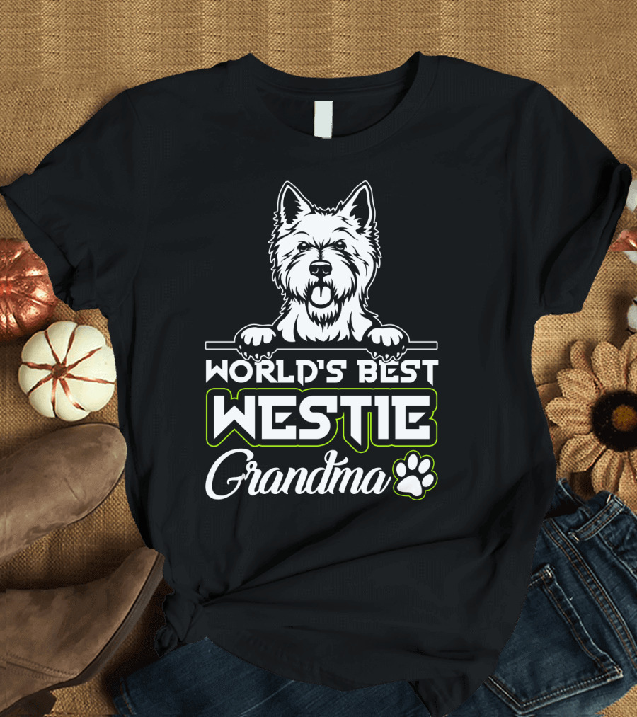 World's Best Westie Grandma Paw Print T-Shirt