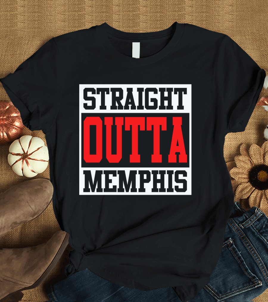 Straight Outta Memphis Bold Urban Block Text T-Shirt