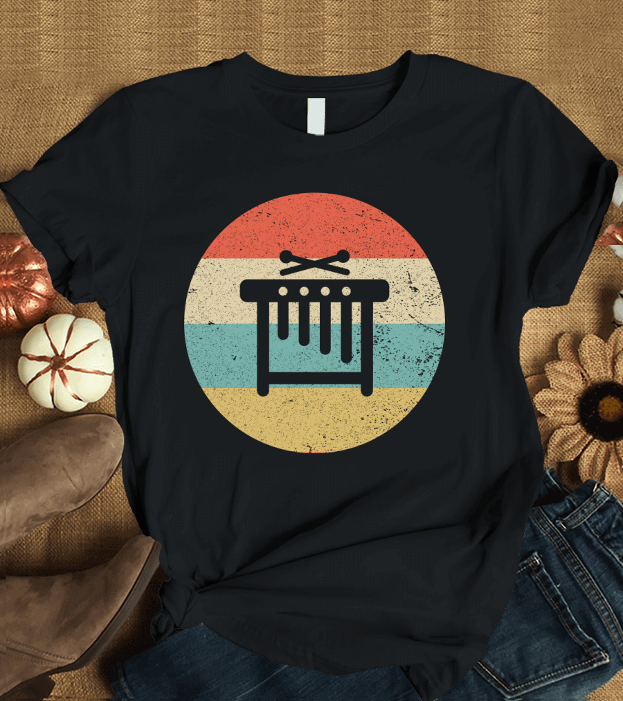 Vintage Retro Marimba Xylophone Circle Stripes T-Shirt