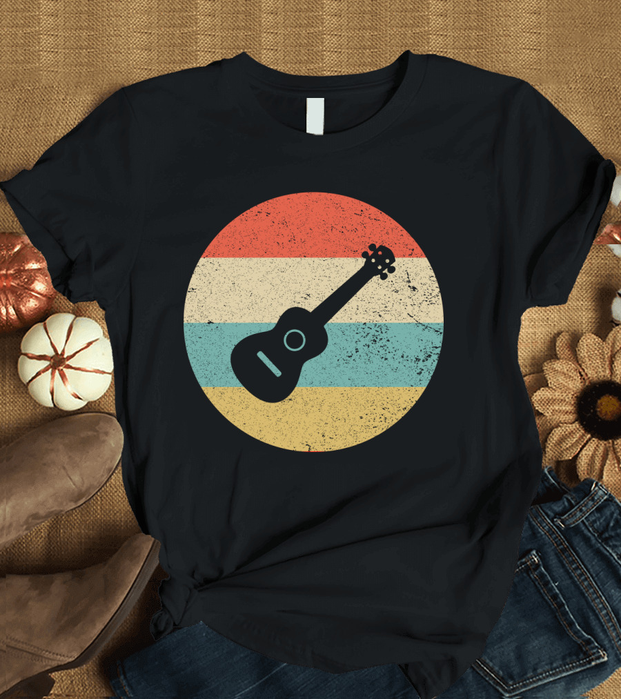 Vintage Retro Striped Ukulele T-Shirt