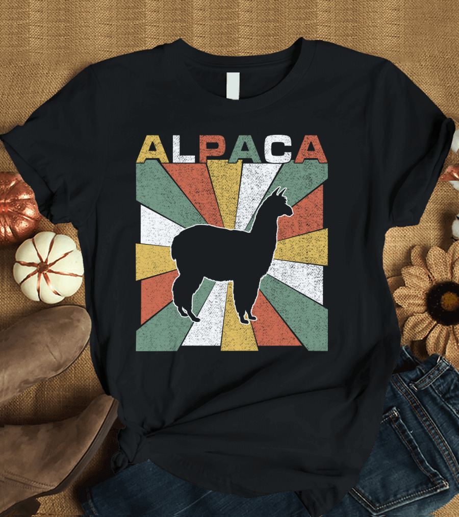 Alpaca Retro 70s Silhouette Vintage Colors T-Shirt