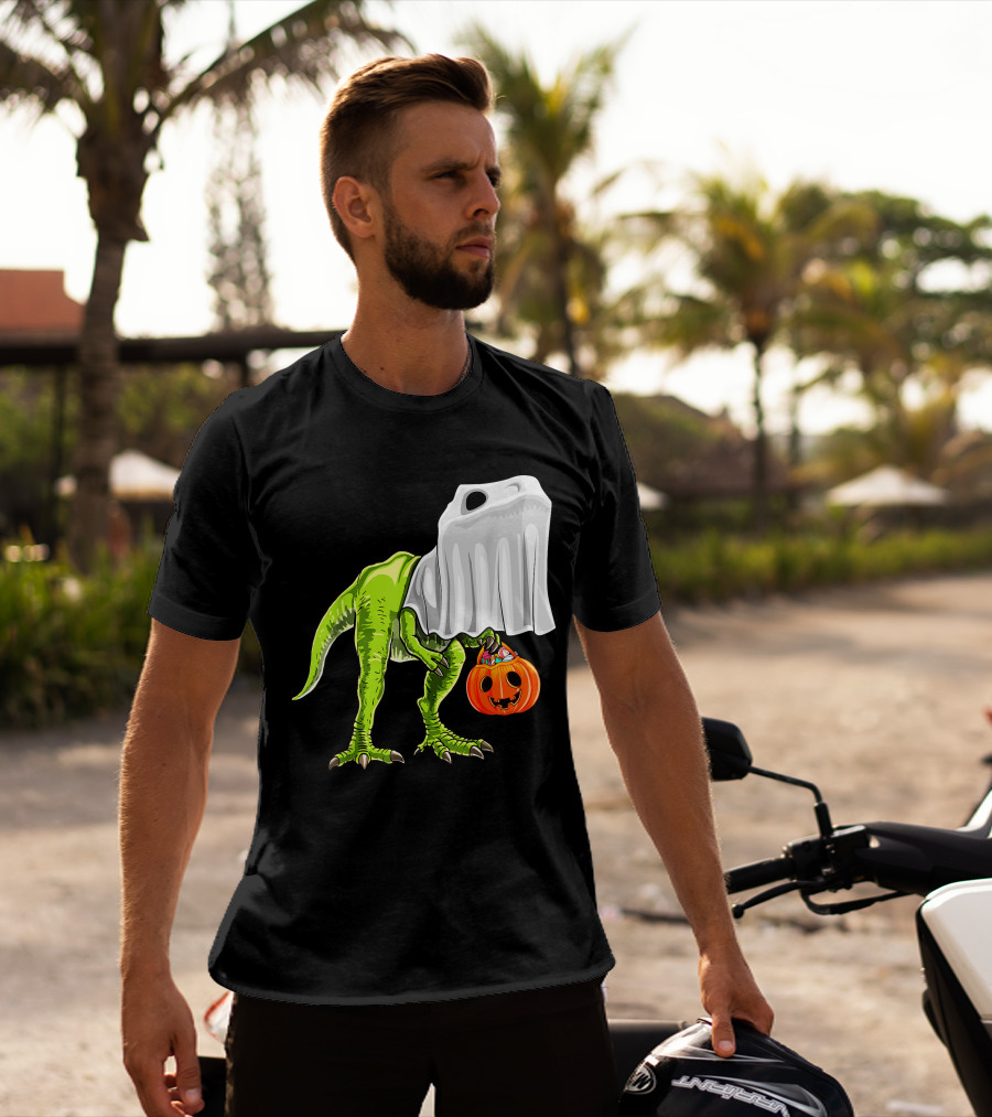 Halloween Rex Dinosaur Ghost Costume Pumpkin T-Shirt