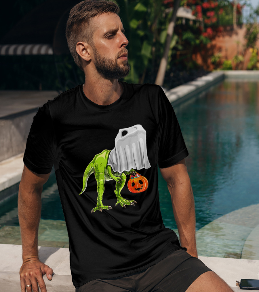 Halloween Rex Dinosaur Ghost Costume Pumpkin T-Shirt