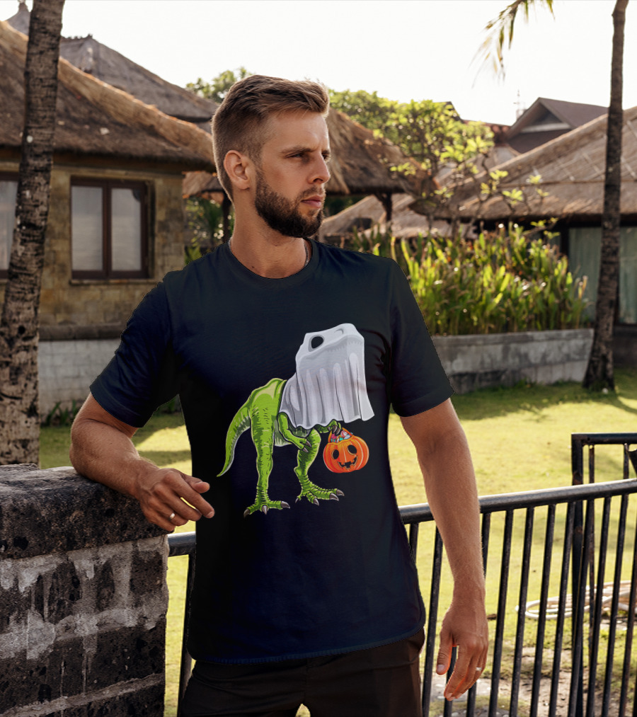 Halloween Rex Dinosaur Ghost Costume Pumpkin T-Shirt