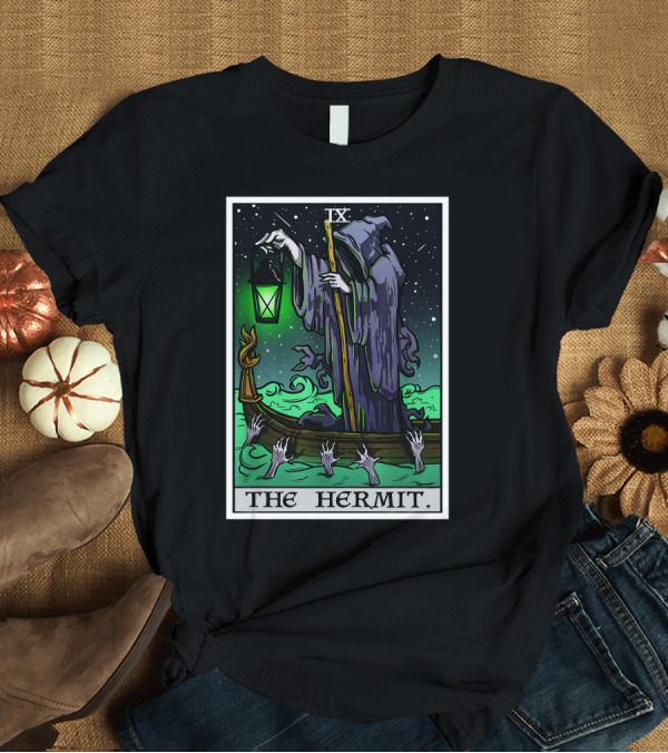 T-Shirt: Halloween Grim Reaper Tarot Card The Hermit IX T-Shirt Halloween Grim Reaper Tarot Card The Hermit IX T-Shirt