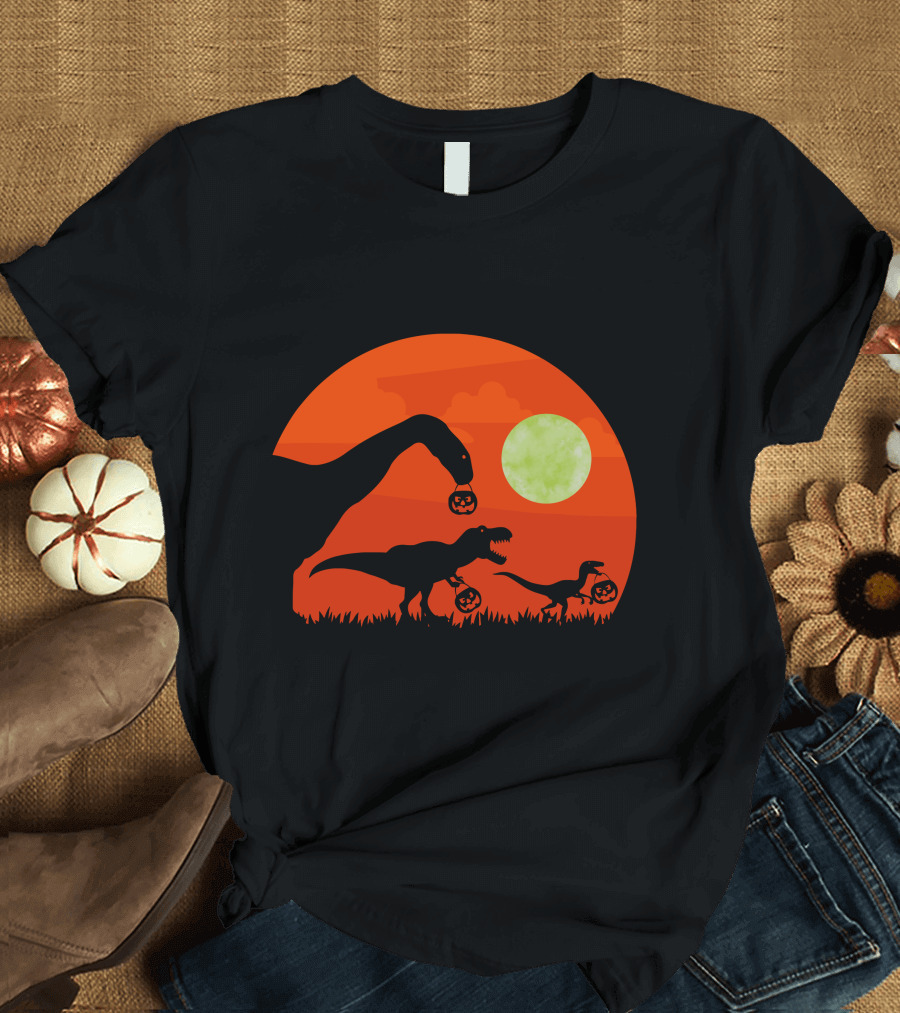 Halloween Dinosaur Rex Pumpkin Moon T-Shirt