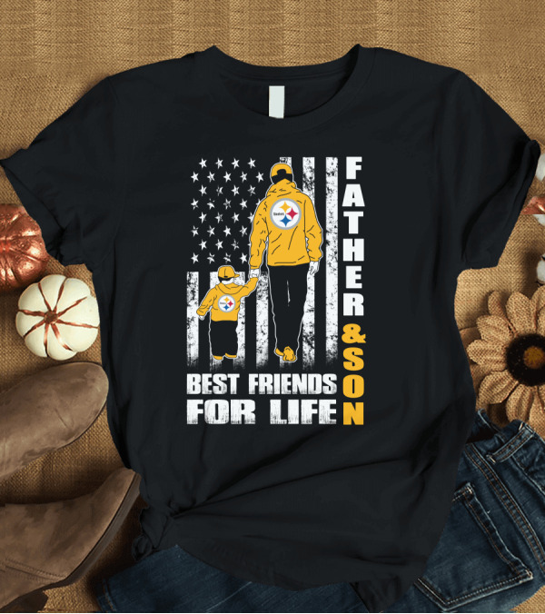 T-Shirt: Father and Son Best Friends for Life Steelers Flag Background T-Shirt Father and Son Best Friends for Life Steelers Flag Background T-Shirt
