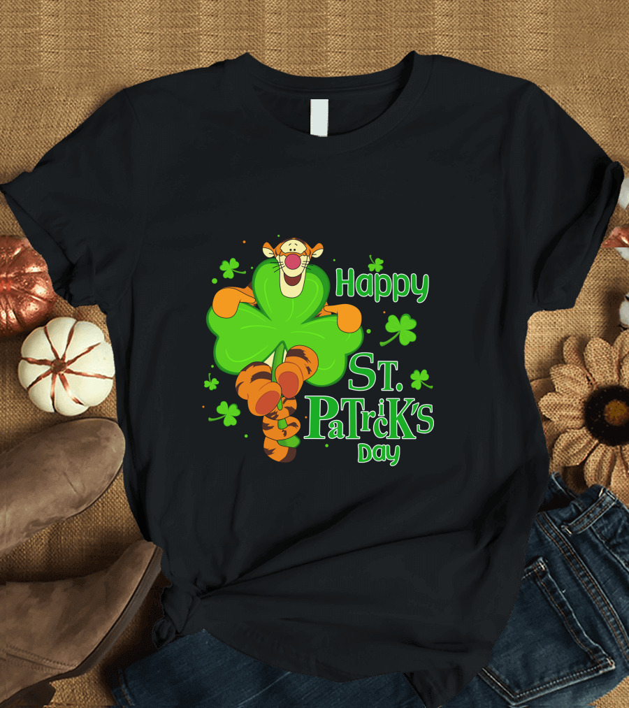 Happy St. Patrick's Day Tigger Clover T-Shirt