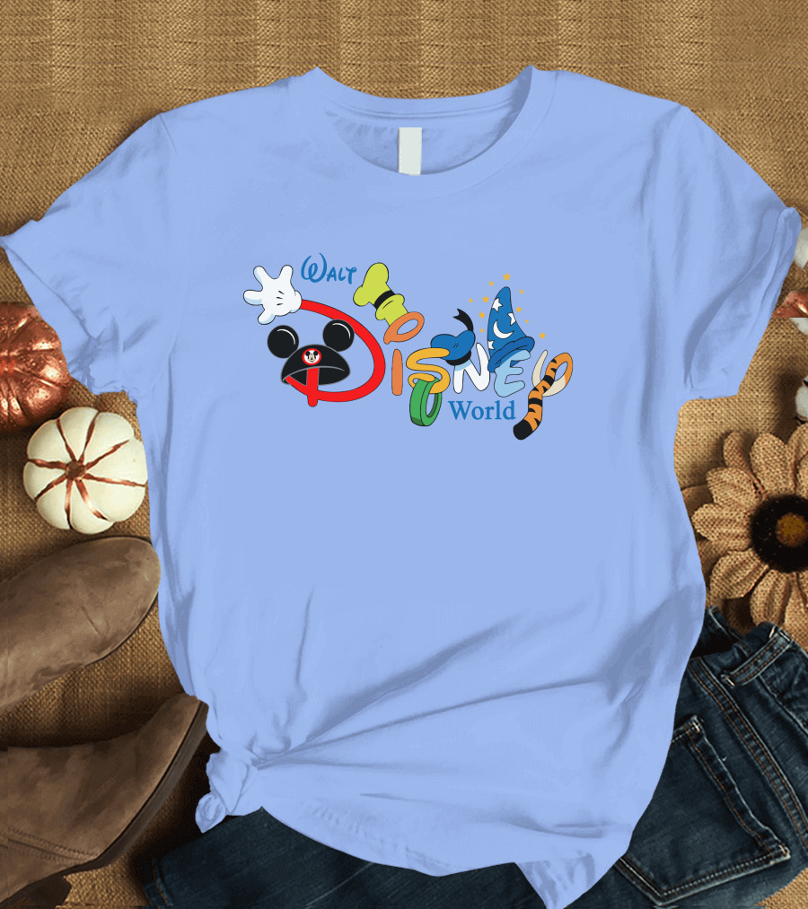 Walt Disney World Mickey Goofy Sorcerer Tigger Stylized Text T-Shirt