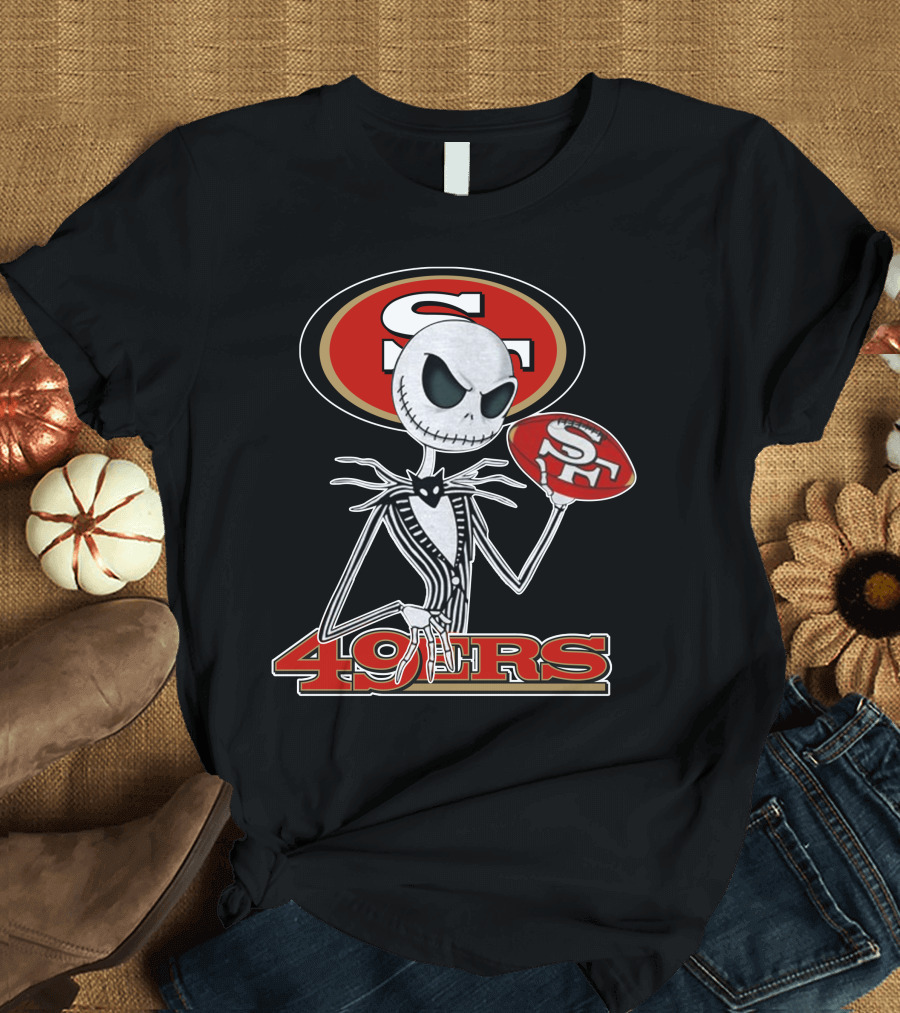 49ers Jack Skellington Football Crossover NFL T-Shirt