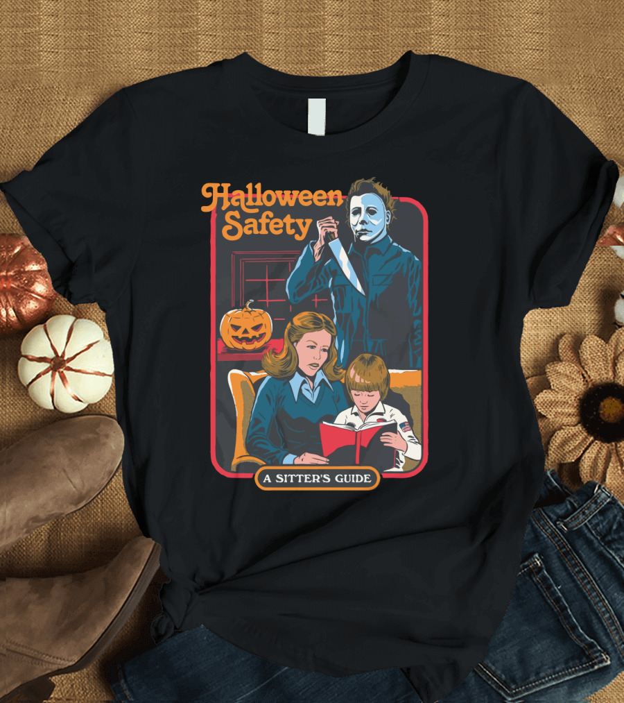 Halloween Safety A Sitter's Guide Michael Myers Jack-O'-Lantern Scene T-Shirt