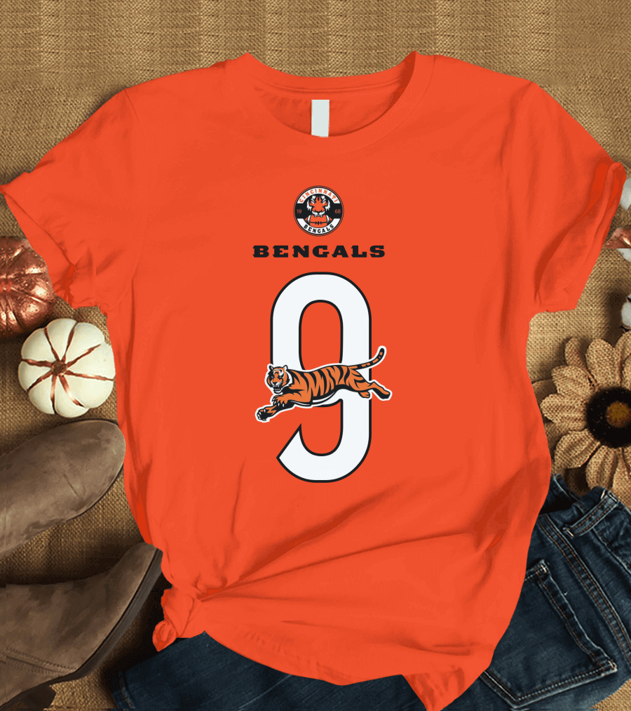 Joe Burrow Cincinnati Bengals Tiger Number 9 T-Shirt