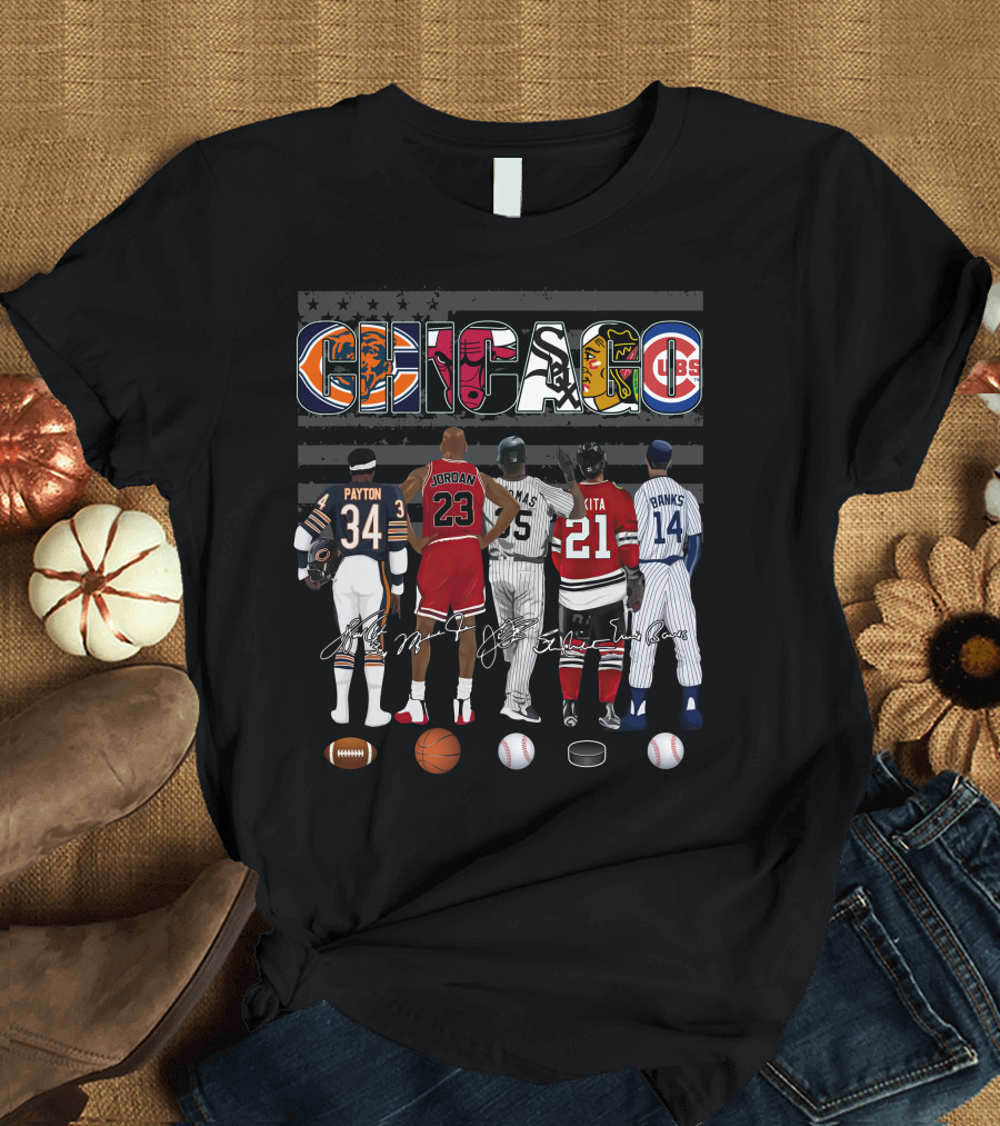 Chicago Icons Payton Jordan Thomas Mikita Banks Jerseys Signatures T-Shirt