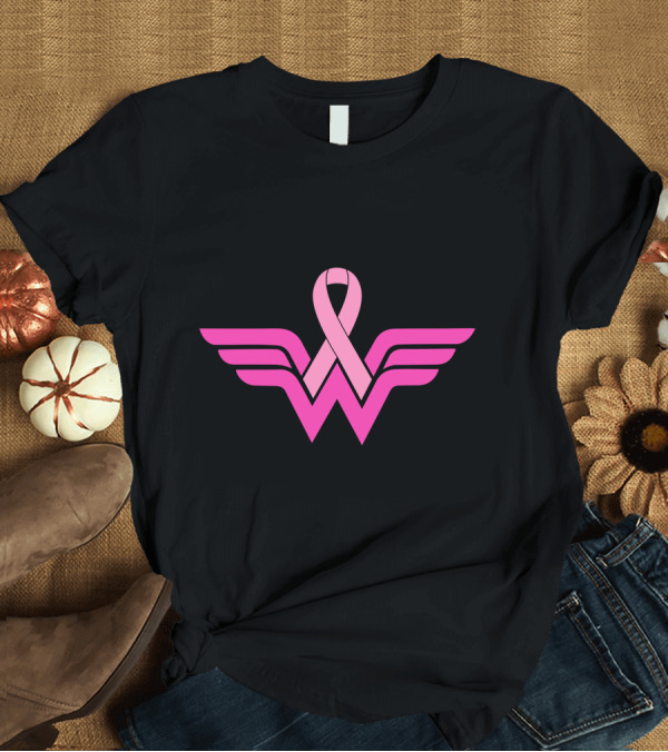 T-Shirt: Wonder Woman Breast Cancer Awareness Ribbon T-Shirt Wonder Woman Breast Cancer Awareness Ribbon T-Shirt
