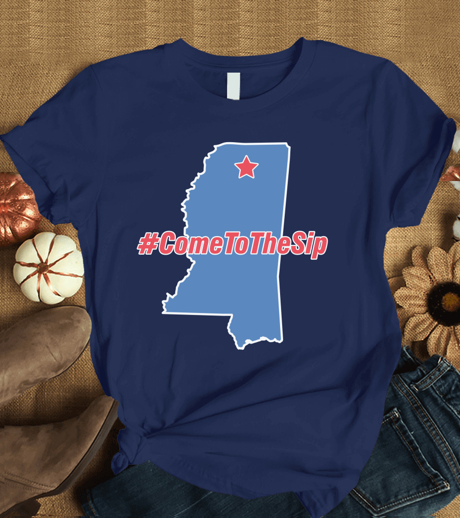 Lane Kiffin Come To The Sip #ComeToTheSip Mississippi Outline with Star T-Shirt