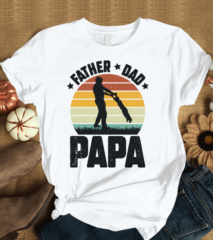 Father Dad Papa Vintage Sunset T-Shirt