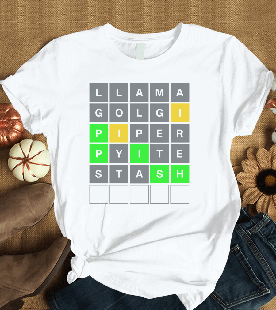 Llama Golgi Piper Pyite Stash Phish Wordle T-Shirt