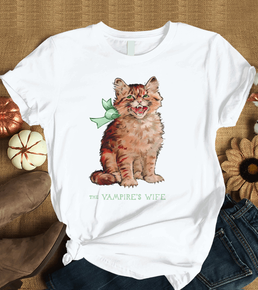 The Vampire's Wife Smiling Cat with Green T-Shirt