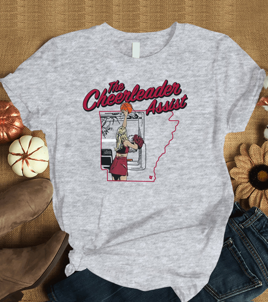 The Cheerleader Assist Arkansas Basketball Rim Scene T-Shirt