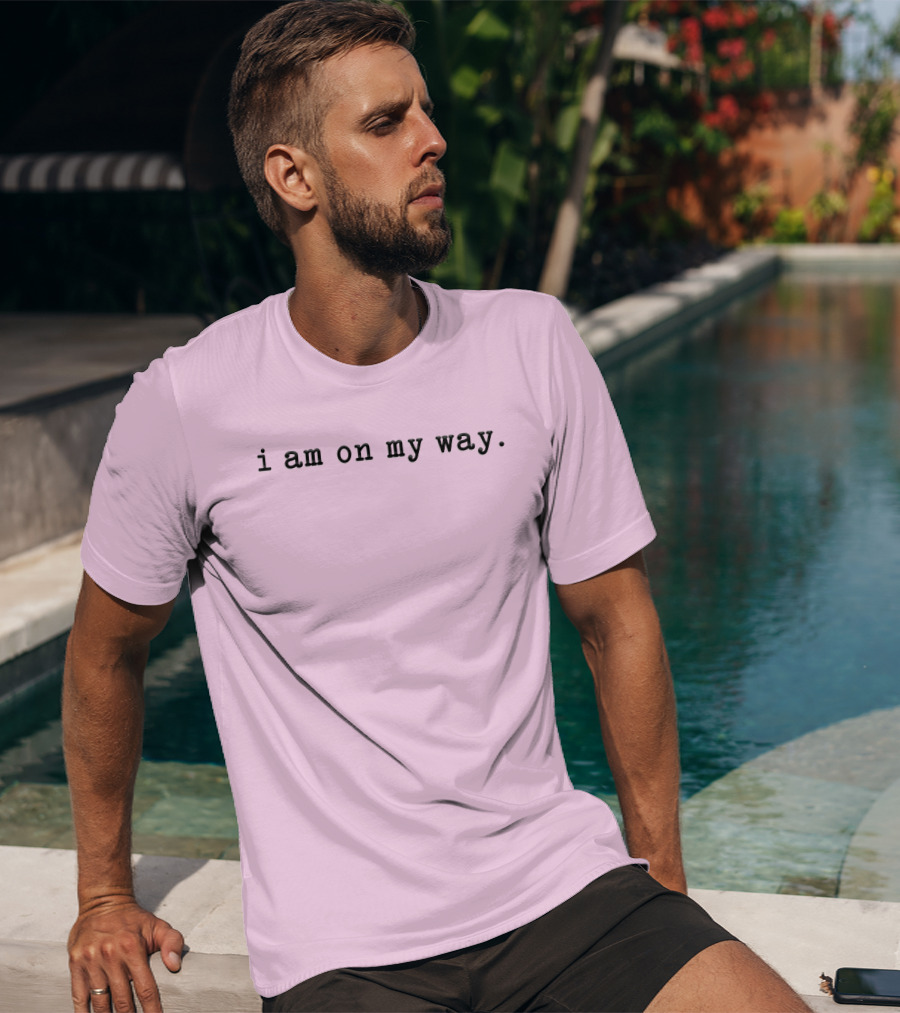 Isaac Anderson I Am On My Way Text On Pink Background T-Shirt