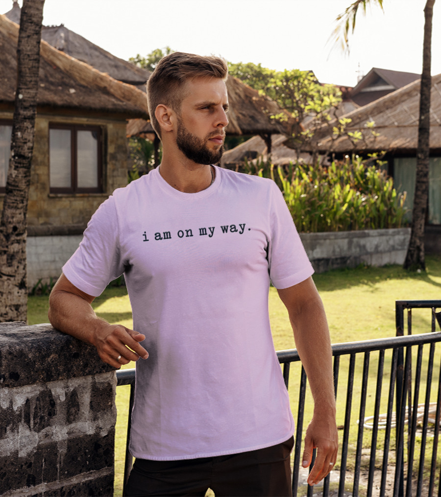 Isaac Anderson I Am On My Way Text On Pink Background T-Shirt