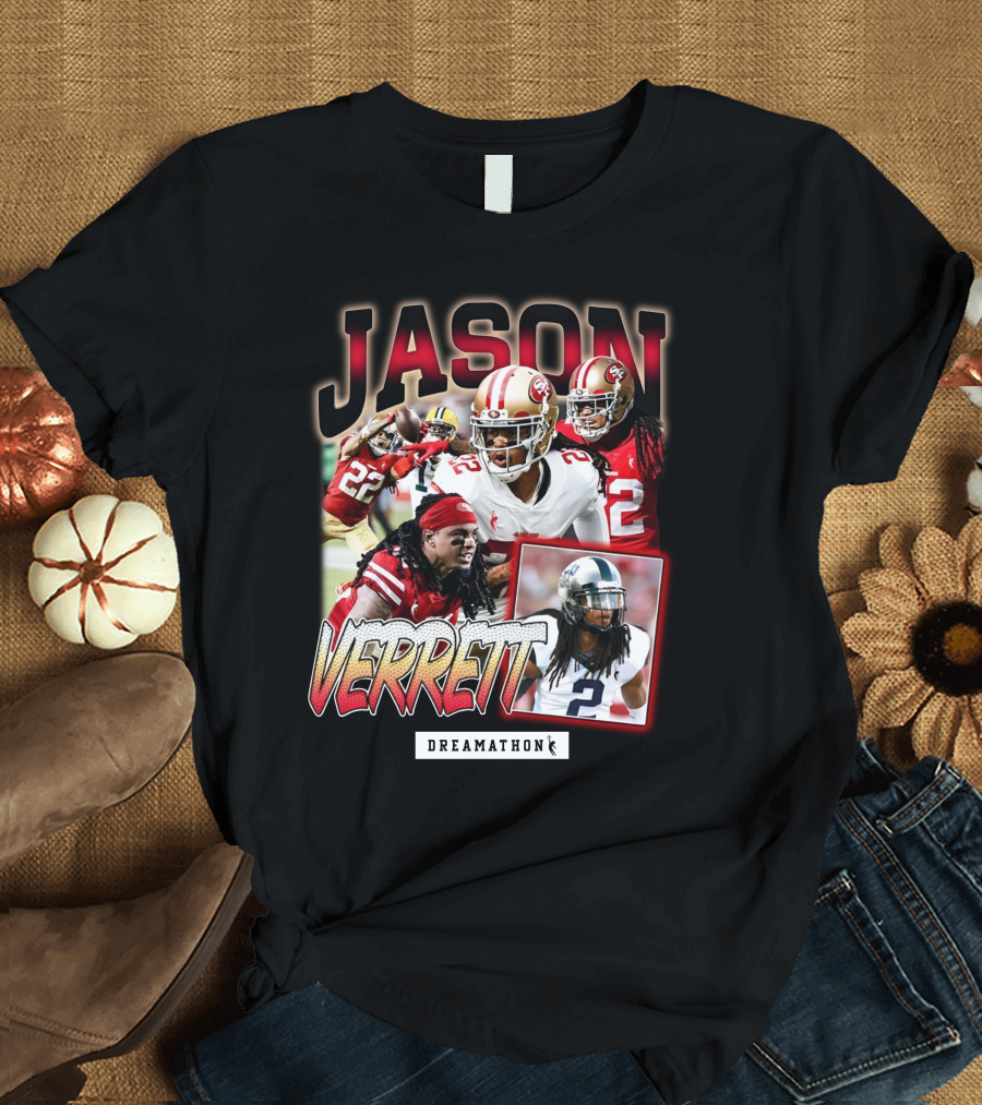 Jason Verrett Dreamathon San Francisco Football Collage T-Shirt