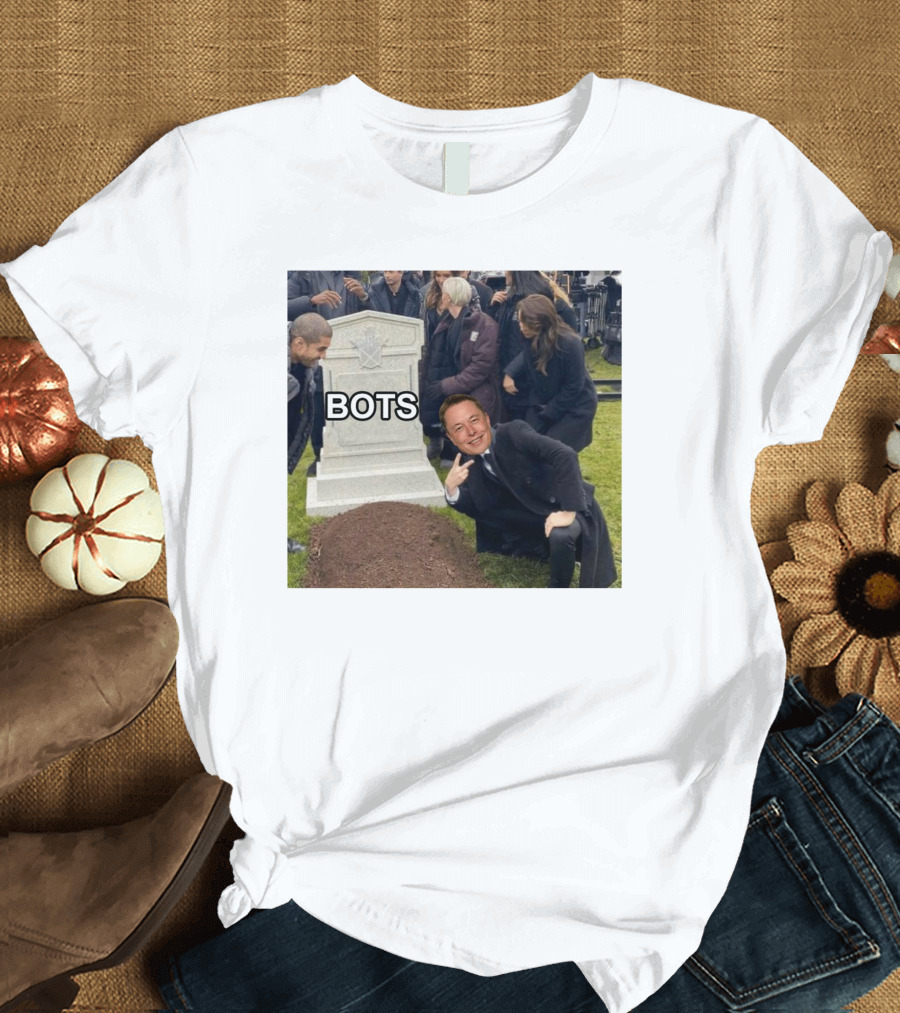 Rip Elon Musk Bots Cemetery Humor Image T-Shirt