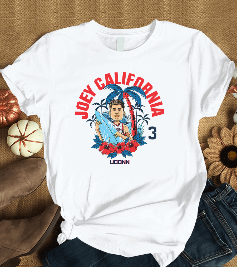 JOEY CALIFORNIA 3 UCONN SURFING PALM TREES HAWAIIAN FLORAL T-Shirt