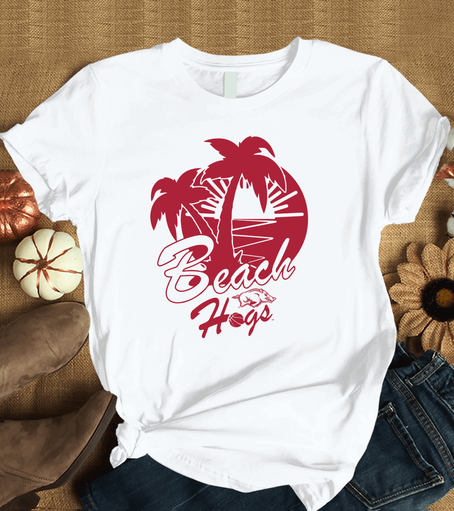 Beach Hogs Palms Sunset Razorbacks T-Shirt
